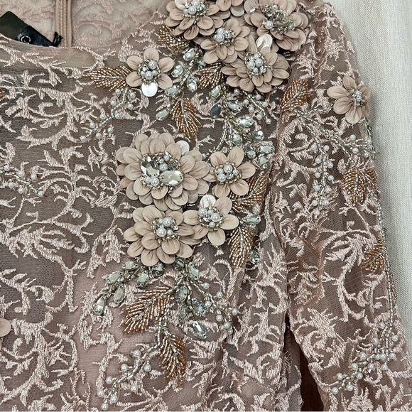 NWT Mac Duggal EMBELLISHED ILLUSION LONG SLEEVE A LINE GOWN Sz 4 Wedding Prom - Picture 6 of 16